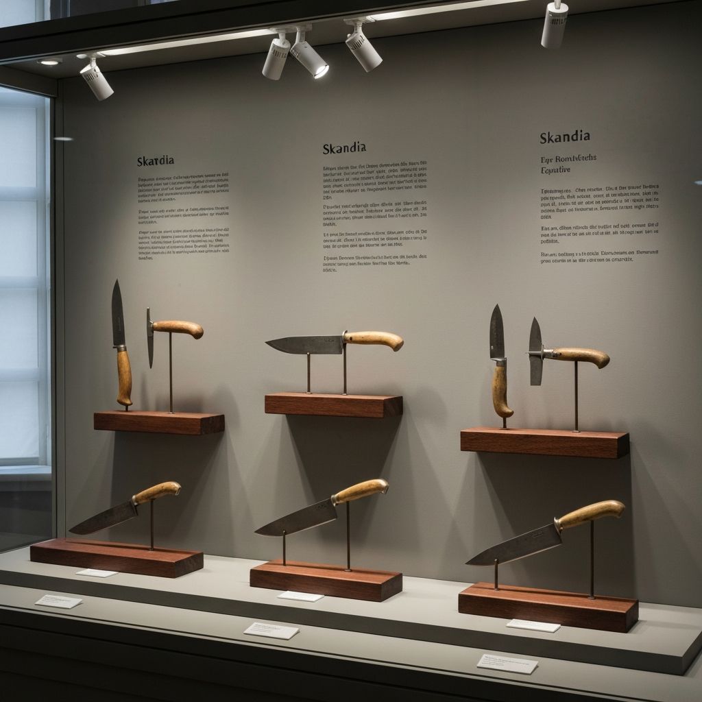 Collection of vintage Skandia knives showing various models and styles